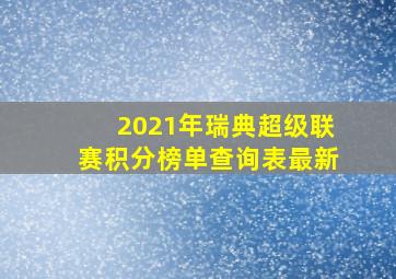 2021年瑞典超级联赛积分榜单查询表最新