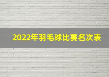 2022年羽毛球比赛名次表