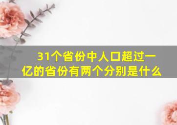 31个省份中人口超过一亿的省份有两个分别是什么