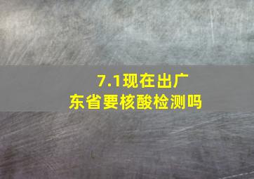 7.1现在出广东省要核酸检测吗