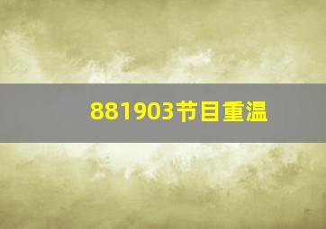 881903节目重温