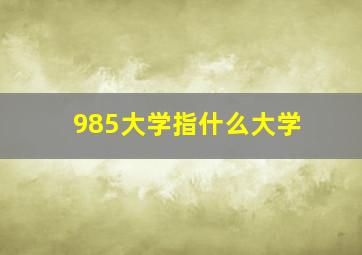 985大学指什么大学