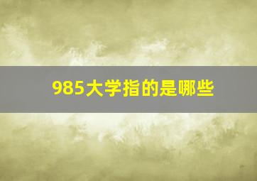 985大学指的是哪些