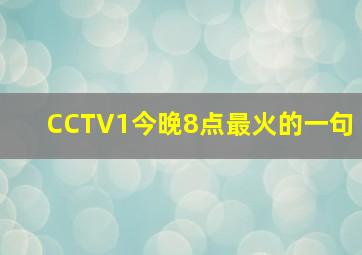 CCTV1今晚8点最火的一句