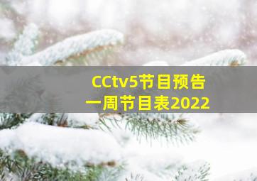 CCtv5节目预告一周节目表2022