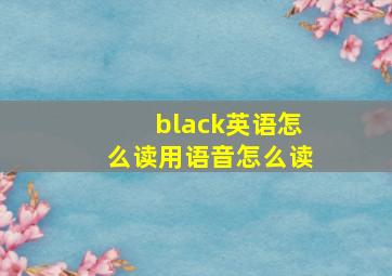 black英语怎么读用语音怎么读