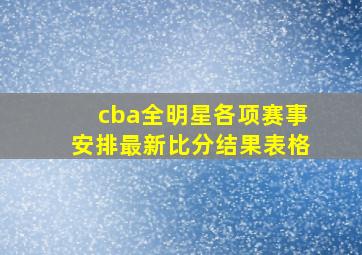 cba全明星各项赛事安排最新比分结果表格