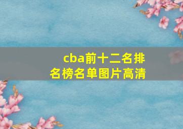 cba前十二名排名榜名单图片高清