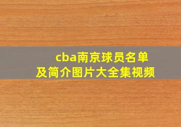 cba南京球员名单及简介图片大全集视频