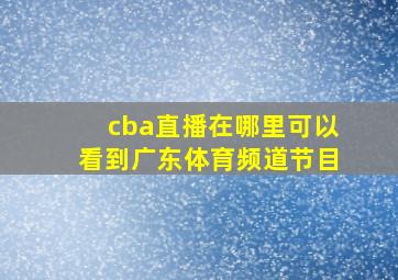 cba直播在哪里可以看到广东体育频道节目