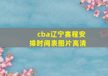 cba辽宁赛程安排时间表图片高清