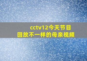 cctv12今天节目回放不一样的母亲视频