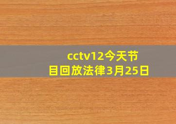 cctv12今天节目回放法律3月25日