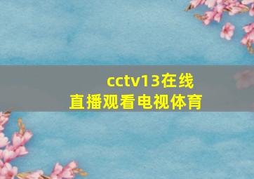 cctv13在线直播观看电视体育