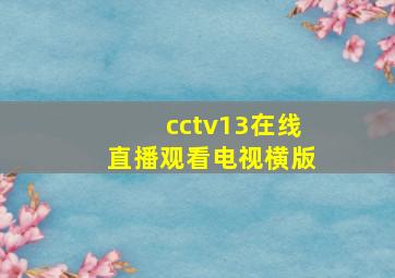 cctv13在线直播观看电视横版