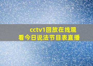 cctv1回放在线观看今日说法节目表直播