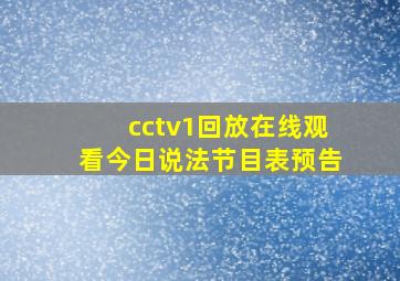 cctv1回放在线观看今日说法节目表预告