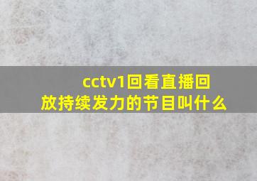 cctv1回看直播回放持续发力的节目叫什么