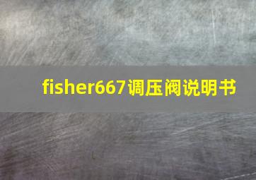 fisher667调压阀说明书