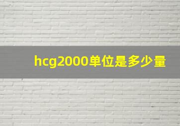 hcg2000单位是多少量