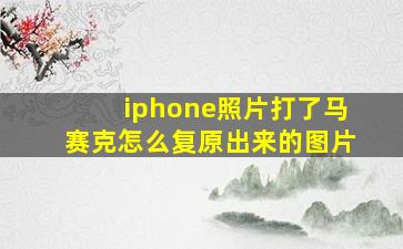 iphone照片打了马赛克怎么复原出来的图片