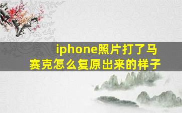 iphone照片打了马赛克怎么复原出来的样子