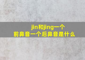 jin和jing一个前鼻音一个后鼻音是什么