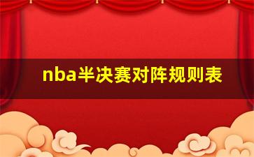 nba半决赛对阵规则表