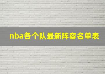 nba各个队最新阵容名单表