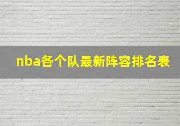 nba各个队最新阵容排名表