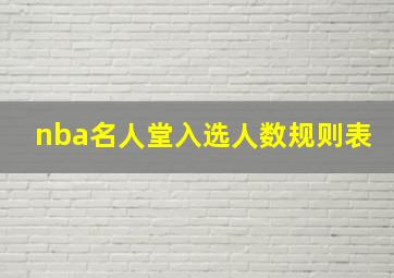 nba名人堂入选人数规则表