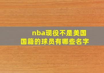 nba现役不是美国国籍的球员有哪些名字