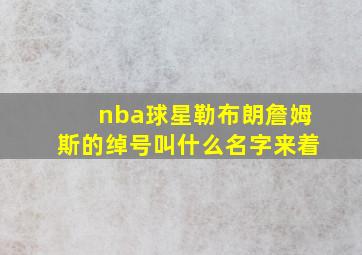 nba球星勒布朗詹姆斯的绰号叫什么名字来着