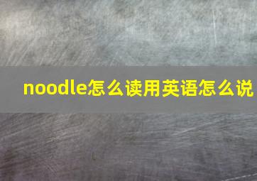 noodle怎么读用英语怎么说