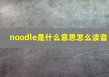 noodle是什么意思怎么读音