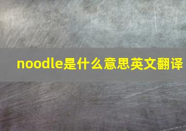 noodle是什么意思英文翻译