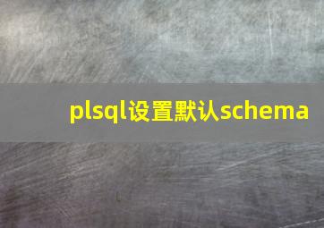 plsql设置默认schema