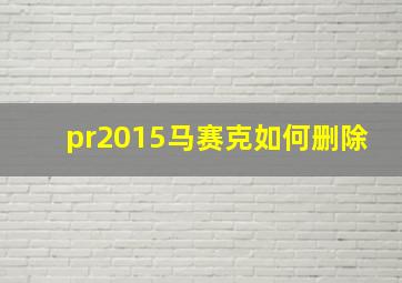 pr2015马赛克如何删除