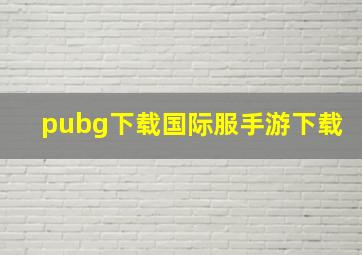 pubg下载国际服手游下载