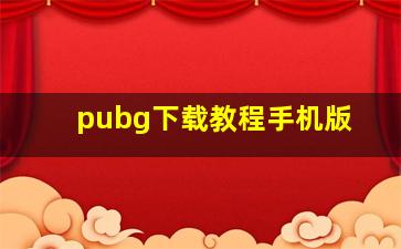 pubg下载教程手机版