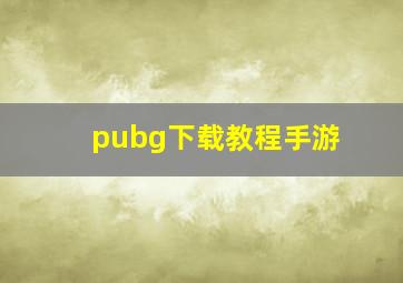 pubg下载教程手游