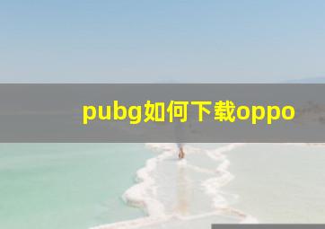 pubg如何下载oppo