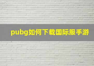 pubg如何下载国际服手游