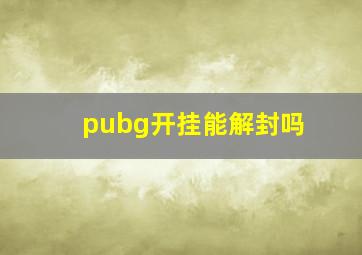 pubg开挂能解封吗