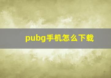 pubg手机怎么下载