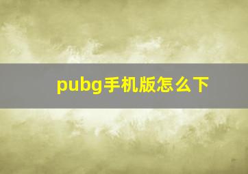 pubg手机版怎么下