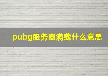 pubg服务器满载什么意思