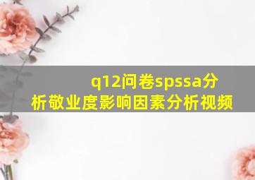 q12问卷spssa分析敬业度影响因素分析视频