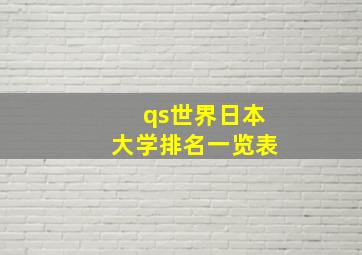 qs世界日本大学排名一览表