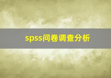 spss问卷调查分析